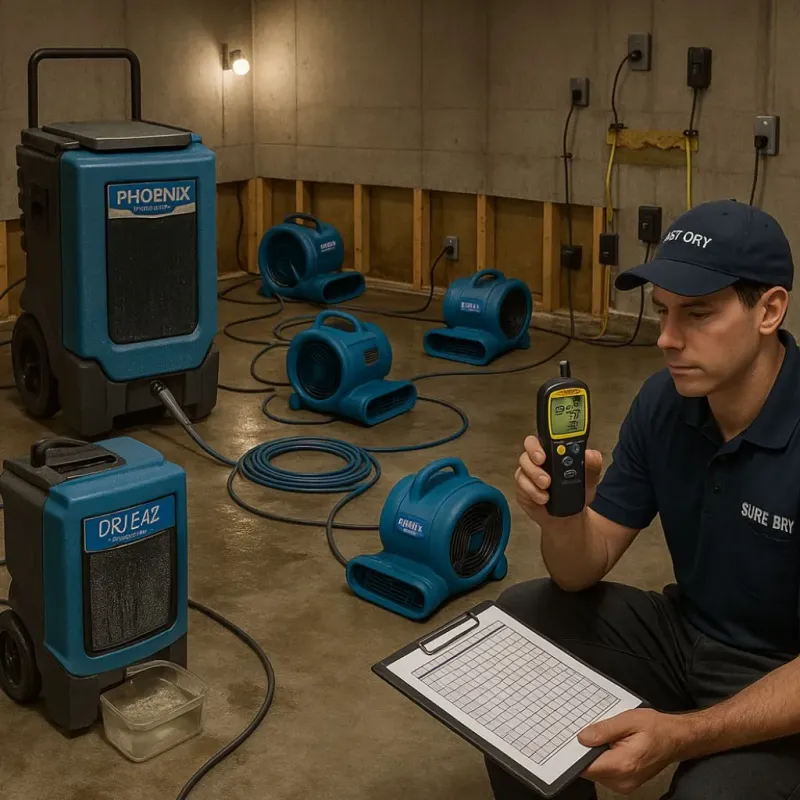 Structural Drying and Dehumidification process in Garden City, NY